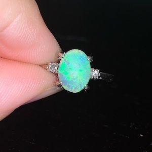 Opal and diamond ring